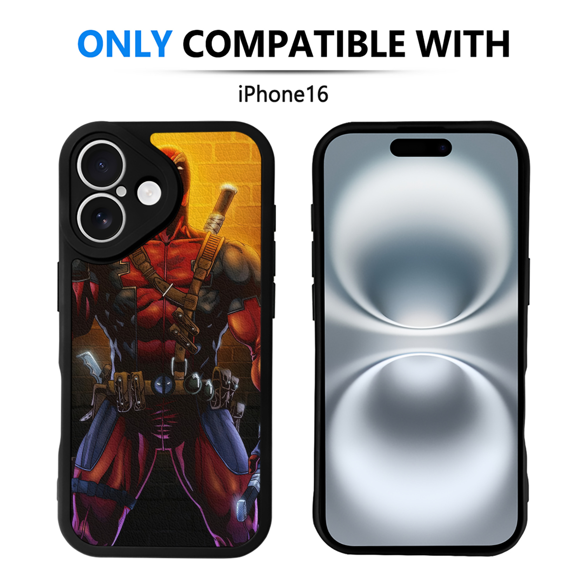 （画像用） Deadpool デッドプール 【iPhone 16シリーズ対応】シリコンスマホケース（レザー調） 材質：シリコン